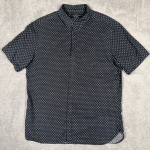 AllSaints Shirt Mens XL Broadhead Linen Cotton Short Sleeve Camp Button Up AOP